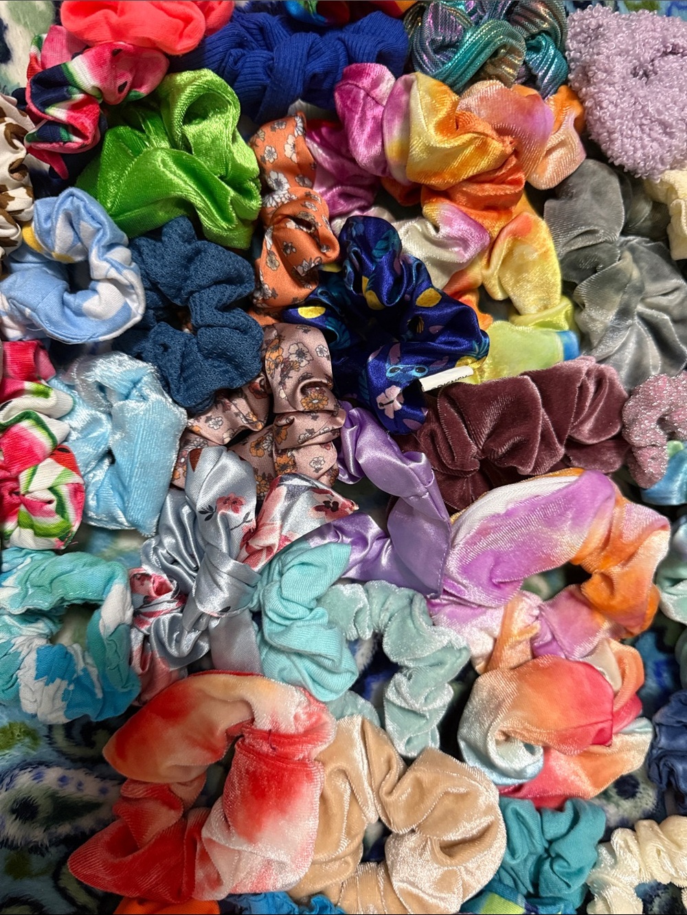 45 Assorted Kids Velvet and Satin Hair Scrunchies - Multi Color